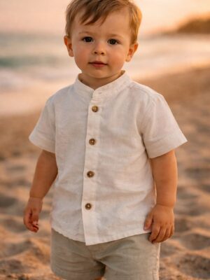 Camisa Lino Blanco invierno Manga Corta