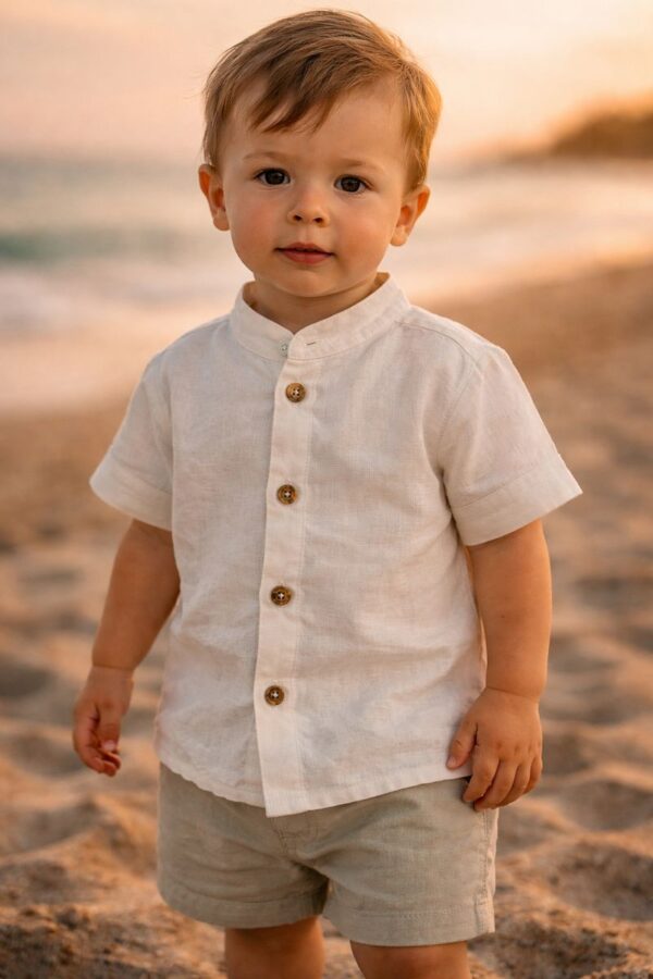 Camisa Lino Blanco invierno Manga Corta