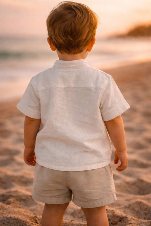 Camisa Lino Blanco invierno Manga Corta