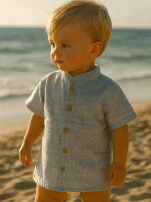 Camisa Lino Verde Manga Corta