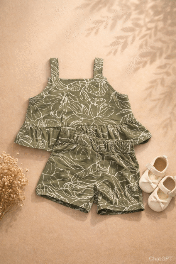 conjunto lino verde estampado 1 Conjunto Lino Madrid Verde