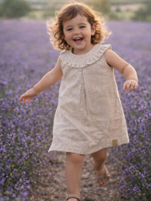 Vestido Lino Liso Beige