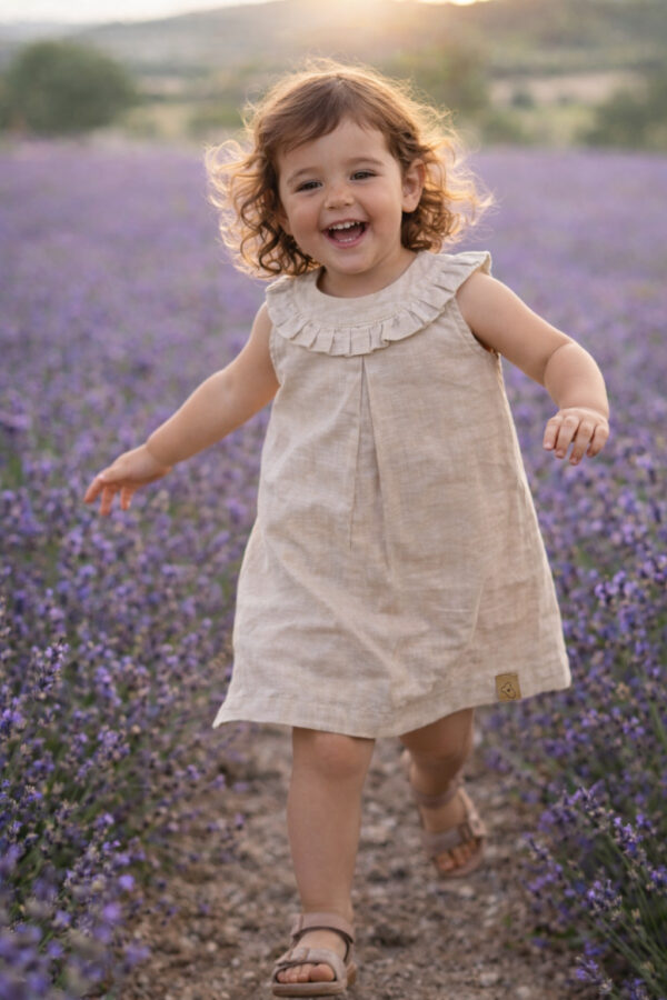 vestido lino liso frente Vestido Lino Liso Beige